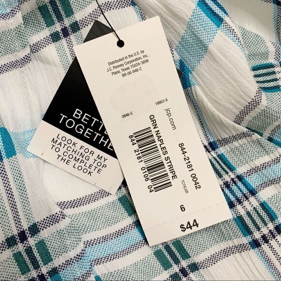 NWT a.n.a Size 6 Green Naples Stripe Faux Wrap Skirt - Picture 13 of 14